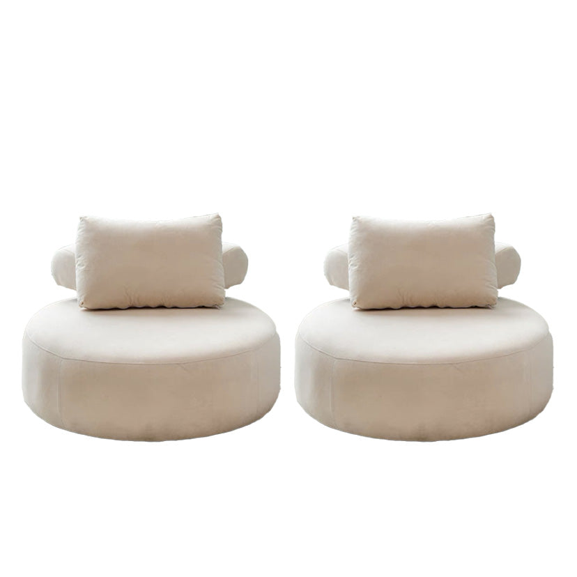 Contemporary Fixed Back Lounge Chair Bedroom Solid Color Lounge Chair Off-White Linen Blend 2 Piece Set Clearhalo 'Accent Chairs' 'accent_chairs' 'Chairs & Seating' 'furn' 'furn_accent_chairs' 'Furniture' 'Living Room Furniture' 6500793