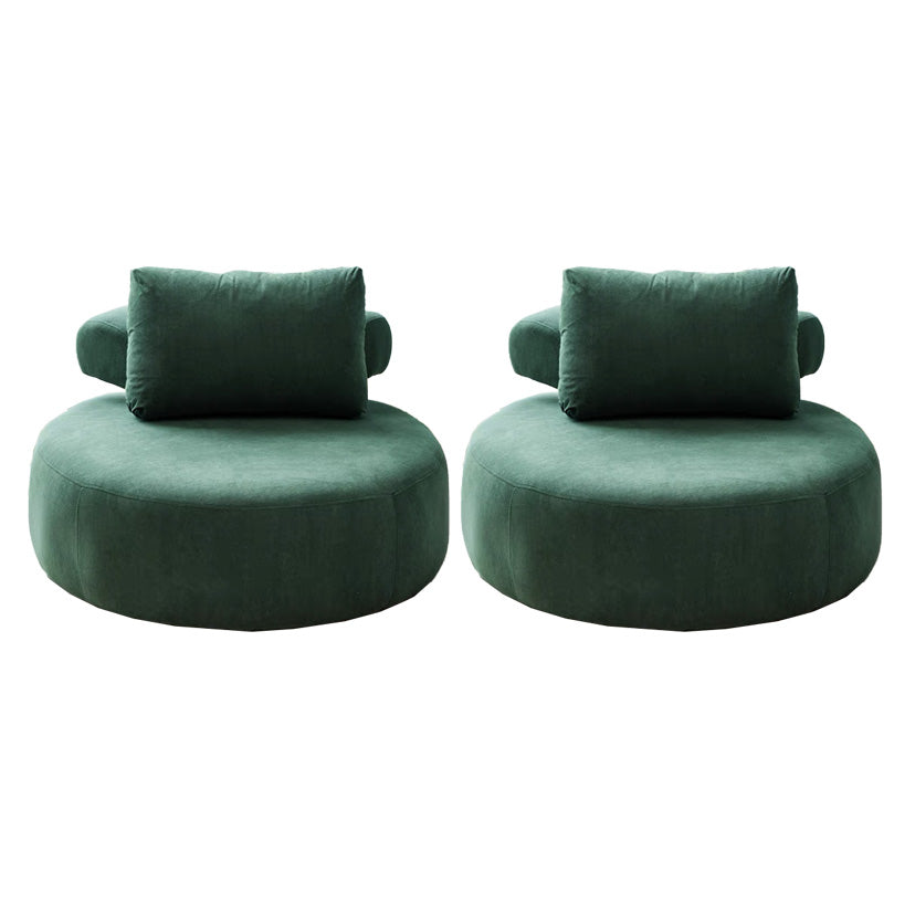 Contemporary Fixed Back Lounge Chair Bedroom Solid Color Lounge Chair Green Linen Blend 2 Piece Set Clearhalo 'Accent Chairs' 'accent_chairs' 'Chairs & Seating' 'furn' 'furn_accent_chairs' 'Furniture' 'Living Room Furniture' 6500797