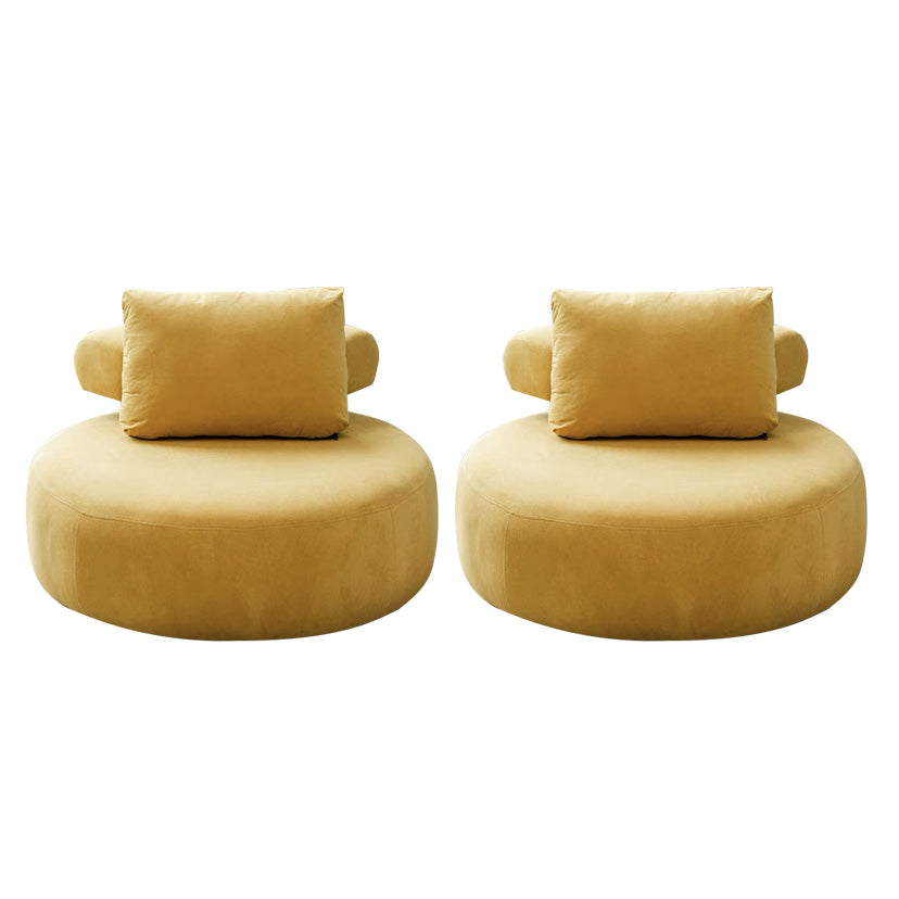 Contemporary Fixed Back Lounge Chair Bedroom Solid Color Lounge Chair Yellow Linen Blend 2 Piece Set Clearhalo 'Accent Chairs' 'accent_chairs' 'Chairs & Seating' 'furn' 'furn_accent_chairs' 'Furniture' 'Living Room Furniture' 6500800