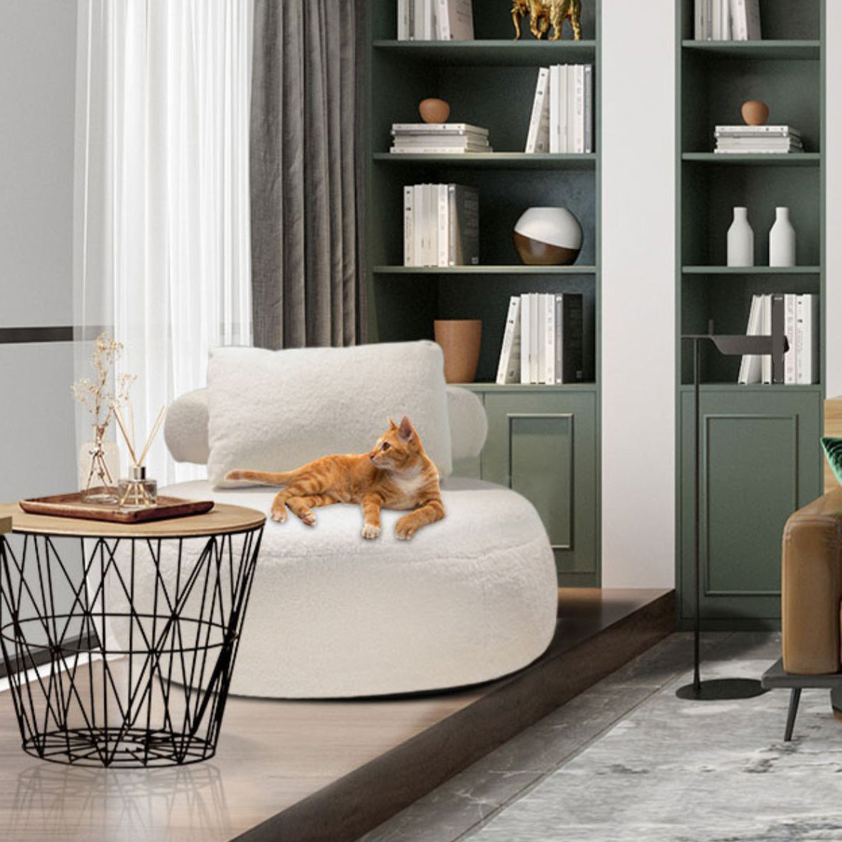 Contemporary Fixed Back Lounge Chair Bedroom Solid Color Lounge Chair Clearhalo 'Accent Chairs' 'accent_chairs' 'Chairs & Seating' 'furn' 'furn_accent_chairs' 'Furniture' 'Living Room Furniture' 6500801