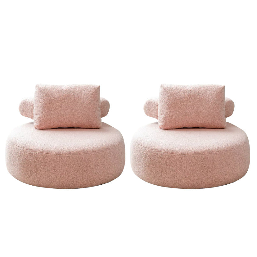 Contemporary Fixed Back Lounge Chair Bedroom Solid Color Lounge Chair Pink Wool Blend 2 Piece Set Clearhalo 'Accent Chairs' 'accent_chairs' 'Chairs & Seating' 'furn' 'furn_accent_chairs' 'Furniture' 'Living Room Furniture' 6500804