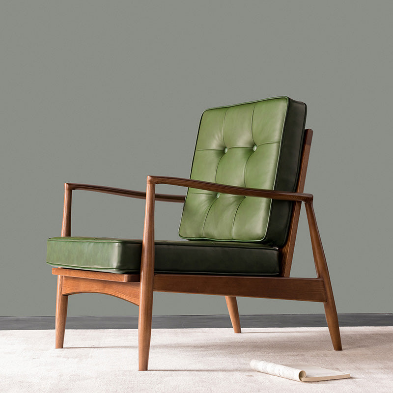 Basic Four Legs Lounge Chair Contemporary Tufted Cushions Accent Armchair Green PU(Polyurethane) 1 Piece Clearhalo 'Accent Chairs' 'accent_chairs' 'Chairs & Seating' 'furn' 'furn_accent_chairs' 'Furniture' 'Living Room Furniture' 6500862