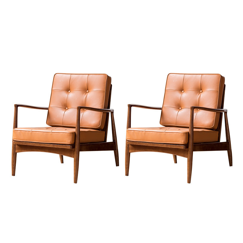 Basic Four Legs Lounge Chair Contemporary Tufted Cushions Accent Armchair Dark Brown PU（Polyurethane） 2 Piece Set Clearhalo 'Accent Chairs' 'accent_chairs' 'Chairs & Seating' 'furn' 'furn_accent_chairs' 'Furniture' 'Living Room Furniture' 6500863