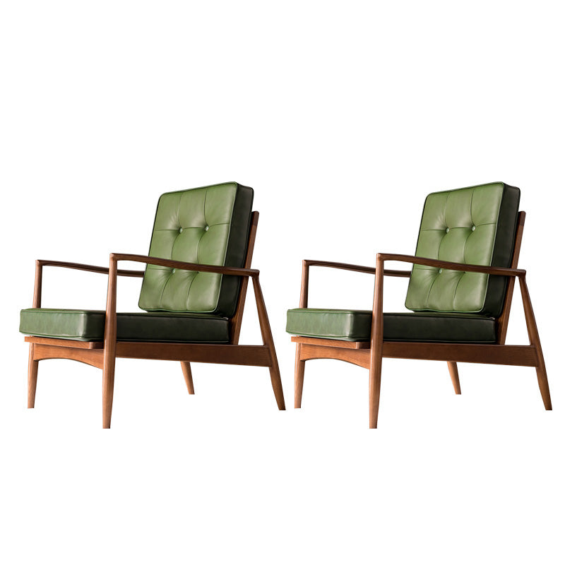 Basic Four Legs Lounge Chair Contemporary Tufted Cushions Accent Armchair Green PU（Polyurethane） 2 Piece Set Clearhalo 'Accent Chairs' 'accent_chairs' 'Chairs & Seating' 'furn' 'furn_accent_chairs' 'Furniture' 'Living Room Furniture' 6500864