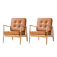 Basic Four Legs Lounge Chair Contemporary Tufted Cushions Accent Armchair Brown PU（Polyurethane） 2 Piece Set Clearhalo 'Accent Chairs' 'accent_chairs' 'Chairs & Seating' 'furn' 'furn_accent_chairs' 'Furniture' 'Living Room Furniture' 6500867