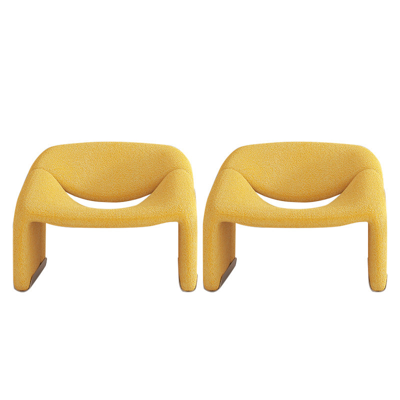 Contemporary Sled Side Chair Solid Color Bedroom Lounge Chair Yellow Wool Blend 2 Piece Set Clearhalo 'Accent Chairs' 'accent_chairs' 'Chairs & Seating' 'furn' 'furn_accent_chairs' 'Furniture' 'Living Room Furniture' 6500881