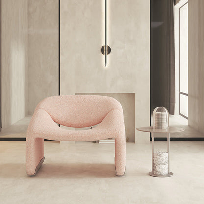 Contemporary Sled Side Chair Solid Color Bedroom Lounge Chair Pink Wool Blend 1 Piece Clearhalo 'Accent Chairs' 'accent_chairs' 'Chairs & Seating' 'furn' 'furn_accent_chairs' 'Furniture' 'Living Room Furniture' 6500883