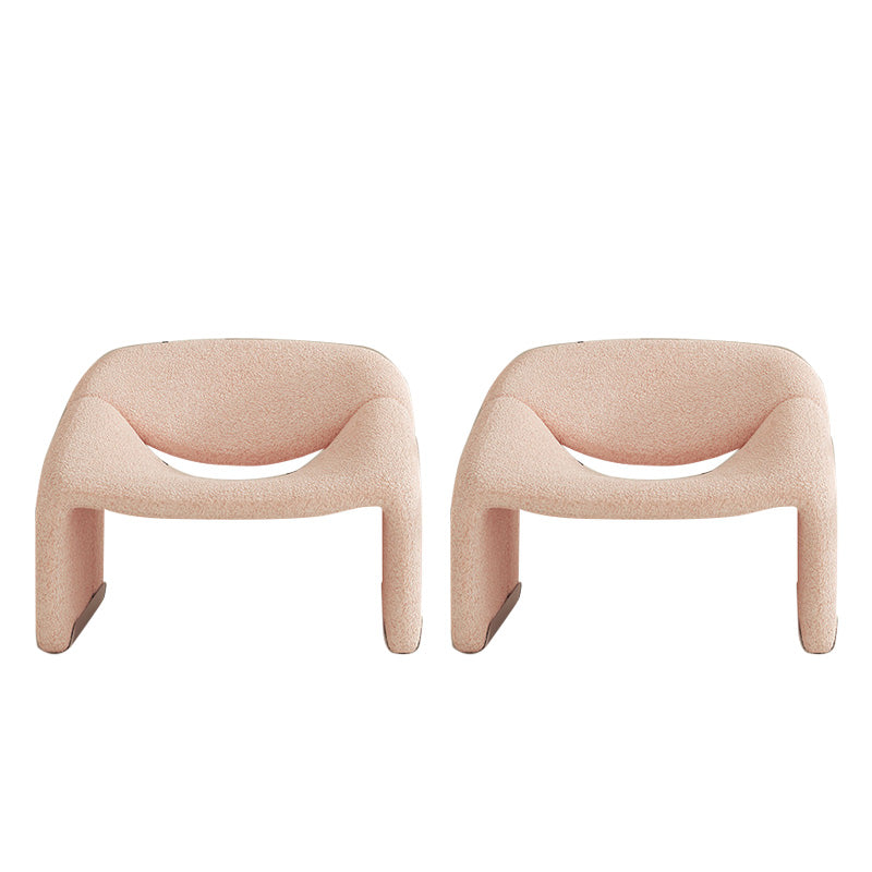 Contemporary Sled Side Chair Solid Color Bedroom Lounge Chair Pink Wool Blend 2 Piece Set Clearhalo 'Accent Chairs' 'accent_chairs' 'Chairs & Seating' 'furn' 'furn_accent_chairs' 'Furniture' 'Living Room Furniture' 6500886