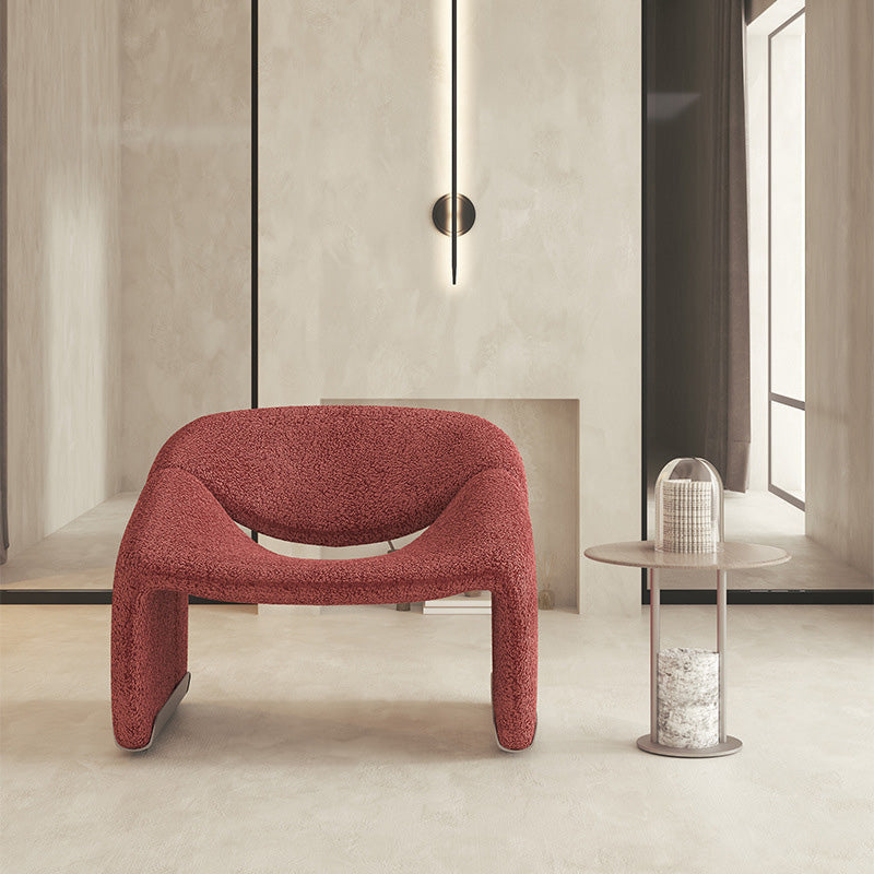 Contemporary Sled Side Chair Solid Color Bedroom Lounge Chair Red Wool Blend 1 Piece Clearhalo 'Accent Chairs' 'accent_chairs' 'Chairs & Seating' 'furn' 'furn_accent_chairs' 'Furniture' 'Living Room Furniture' 6500887