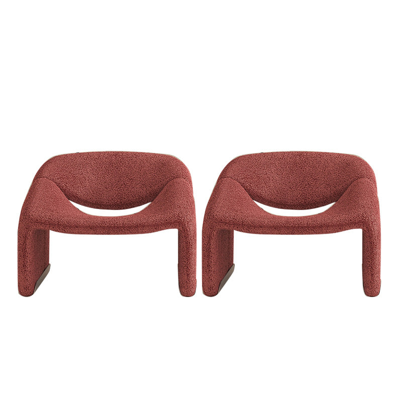 Contemporary Sled Side Chair Solid Color Bedroom Lounge Chair Red Wool Blend 2 Piece Set Clearhalo 'Accent Chairs' 'accent_chairs' 'Chairs & Seating' 'furn' 'furn_accent_chairs' 'Furniture' 'Living Room Furniture' 6500889