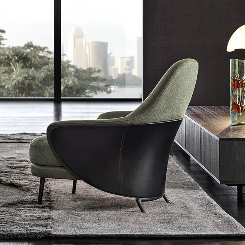 Basic Four Legs Lounge Chair Contemporary Solid Color Accent Armchair Green Cotton and Linen 1 Piece Clearhalo 'Accent Chairs' 'accent_chairs' 'Chairs & Seating' 'furn' 'furn_accent_chairs' 'Furniture' 'Living Room Furniture' 6500896