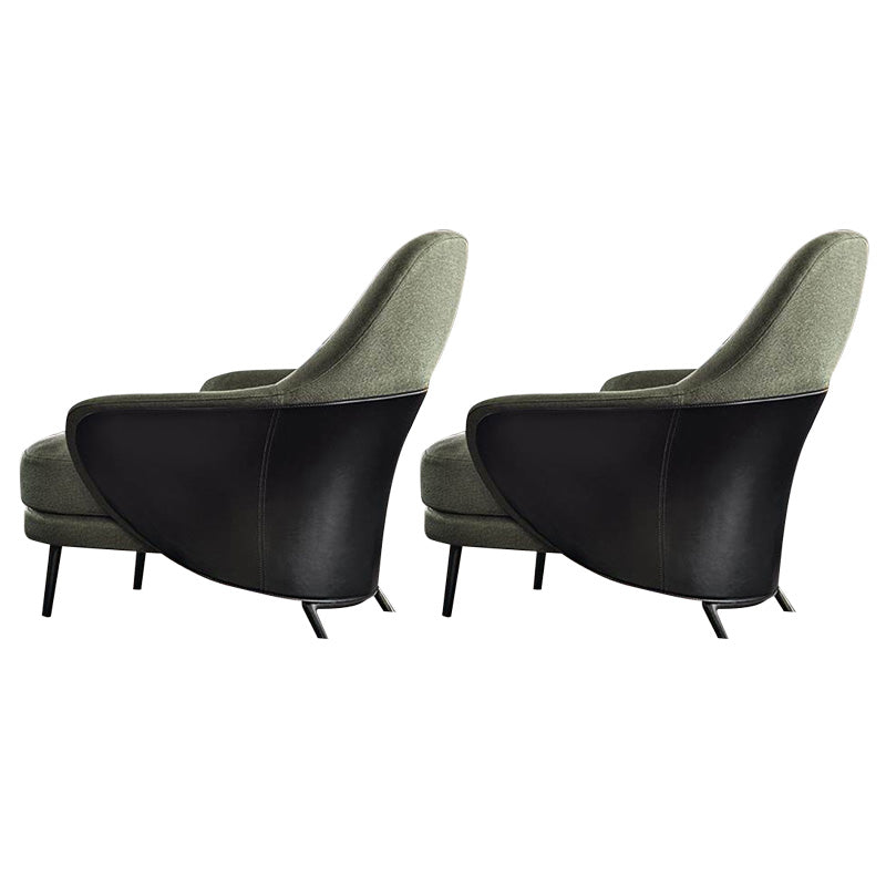 Basic Four Legs Lounge Chair Contemporary Solid Color Accent Armchair Green Cotton and Linen 2 Piece Set Clearhalo 'Accent Chairs' 'accent_chairs' 'Chairs & Seating' 'furn' 'furn_accent_chairs' 'Furniture' 'Living Room Furniture' 6500897