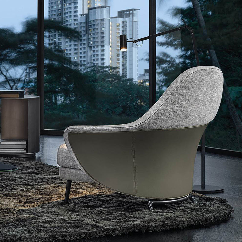 Basic Four Legs Lounge Chair Contemporary Solid Color Accent Armchair Light Gray Cotton and Linen 1 Piece Clearhalo 'Accent Chairs' 'accent_chairs' 'Chairs & Seating' 'furn' 'furn_accent_chairs' 'Furniture' 'Living Room Furniture' 6500898