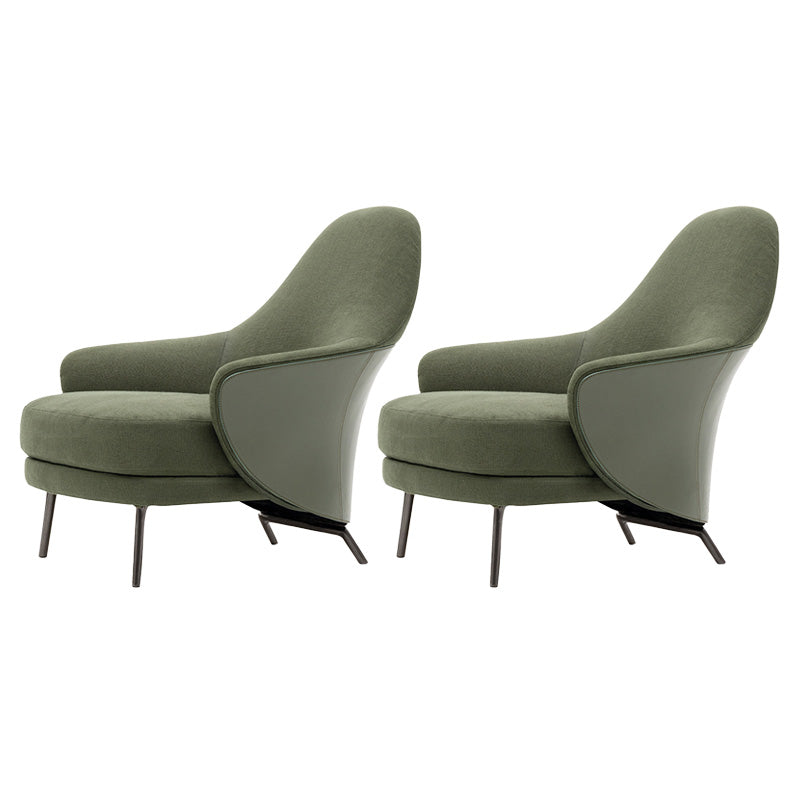 Basic Four Legs Lounge Chair Contemporary Solid Color Accent Armchair Light Green Cotton and Linen 2 Piece Set Clearhalo 'Accent Chairs' 'accent_chairs' 'Chairs & Seating' 'furn' 'furn_accent_chairs' 'Furniture' 'Living Room Furniture' 6500899