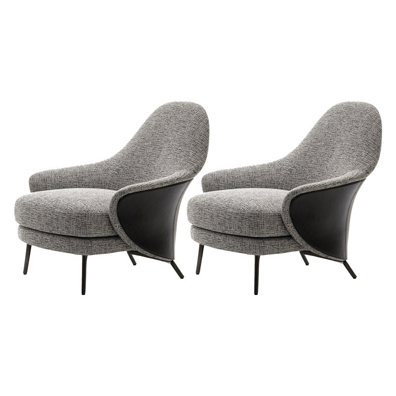 Basic Four Legs Lounge Chair Contemporary Solid Color Accent Armchair Grey Cotton and Linen 2 Piece Set Clearhalo 'Accent Chairs' 'accent_chairs' 'Chairs & Seating' 'furn' 'furn_accent_chairs' 'Furniture' 'Living Room Furniture' 6500900