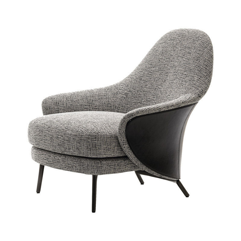 Basic Four Legs Lounge Chair Contemporary Solid Color Accent Armchair Grey Cotton and Linen 1 Piece Clearhalo 'Accent Chairs' 'accent_chairs' 'Chairs & Seating' 'furn' 'furn_accent_chairs' 'Furniture' 'Living Room Furniture' 6500902