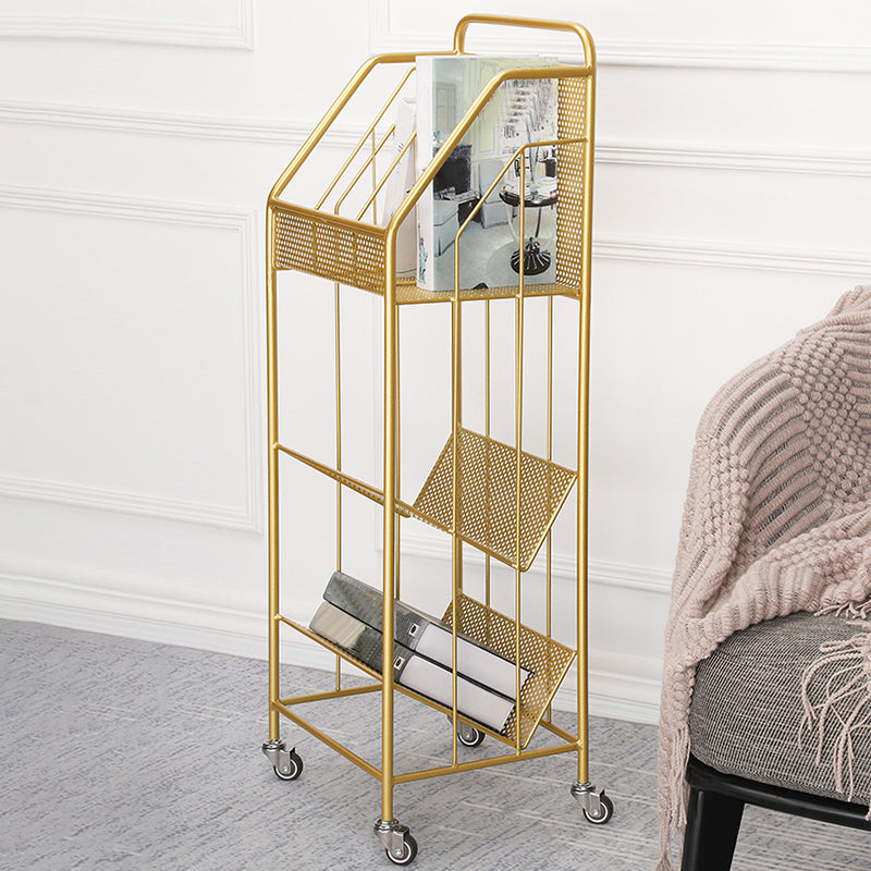 Contemporary Metal Bookcase Standard 3 Shelves Open Back Bookshelf