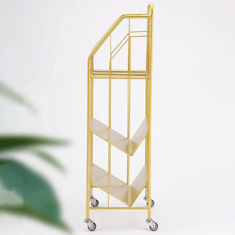 Contemporary Metal Bookcase Standard 3 Shelves Open Back Bookshelf