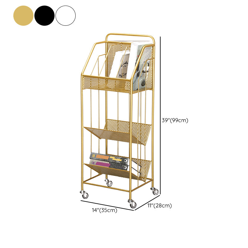 Contemporary Metal Bookcase Standard 3 Shelves Open Back Bookshelf
