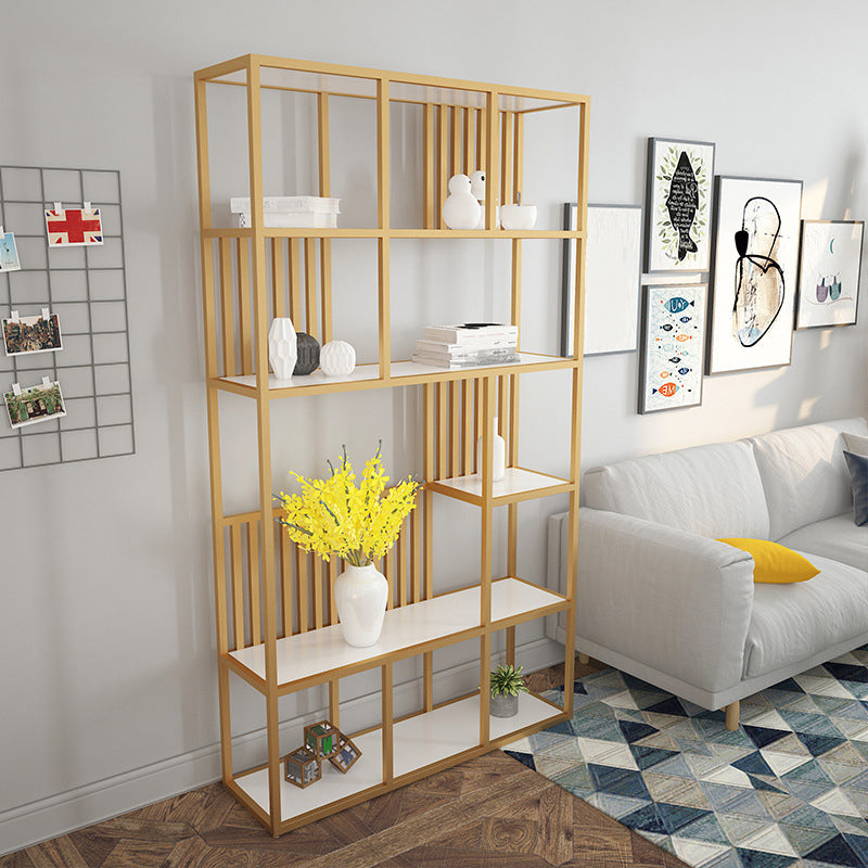 Glam Antique Finish Shelf Bookcase Metal Frame Bookshelf with Shelves Clearhalo 'Bookcases' 'furn' 'furn_bookcases' 'Furniture' 'Office Furniture' 6501016