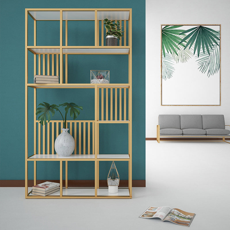 Glam Antique Finish Shelf Bookcase Metal Frame Bookshelf with Shelves Clearhalo 'Bookcases' 'furn' 'furn_bookcases' 'Furniture' 'Office Furniture' 6501017