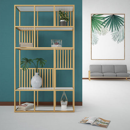 Glam Antique Finish Shelf Bookcase Metal Frame Bookshelf with Shelves Clearhalo 'Bookcases' 'furn' 'furn_bookcases' 'Furniture' 'Office Furniture' 6501017