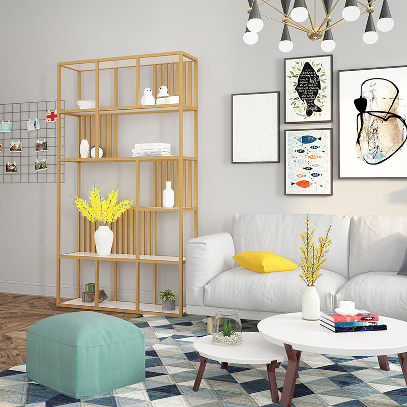 Glam Antique Finish Shelf Bookcase Metal Frame Bookshelf with Shelves Clearhalo 'Bookcases' 'furn' 'furn_bookcases' 'Furniture' 'Office Furniture' 6501019