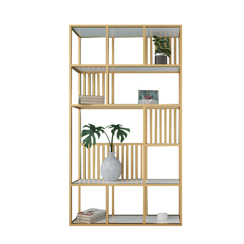Glam Antique Finish Shelf Bookcase Metal Frame Bookshelf with Shelves Clearhalo 'Bookcases' 'furn' 'furn_bookcases' 'Furniture' 'Office Furniture' 6501021