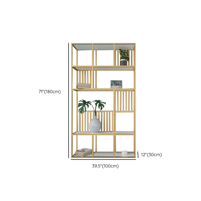 Glam Antique Finish Shelf Bookcase Metal Frame Bookshelf with Shelves Clearhalo 'Bookcases' 'furn' 'furn_bookcases' 'Furniture' 'Office Furniture' 6501025