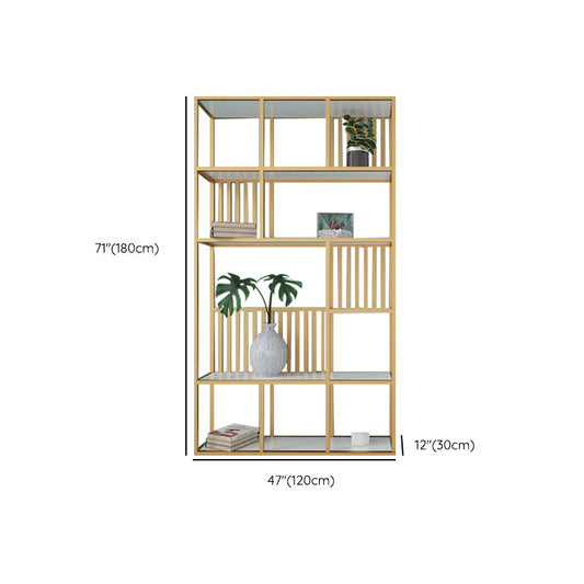 Glam Antique Finish Shelf Bookcase Metal Frame Bookshelf with Shelves Clearhalo 'Bookcases' 'furn' 'furn_bookcases' 'Furniture' 'Office Furniture' 6501026