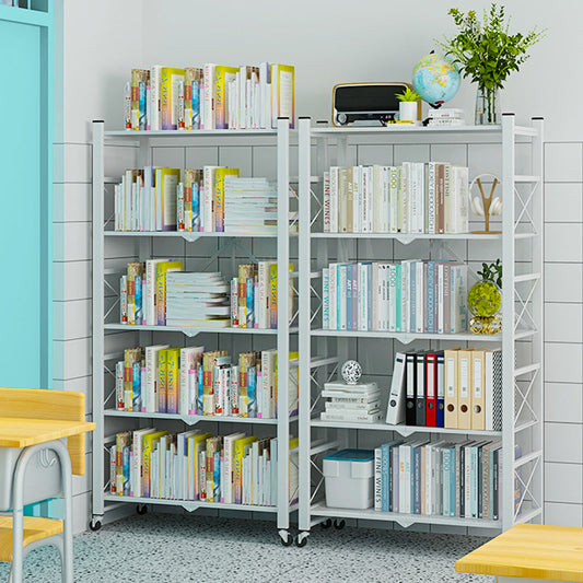 Contemporary Metal Bookshelf Etagere Folding Bookcase with Shelves