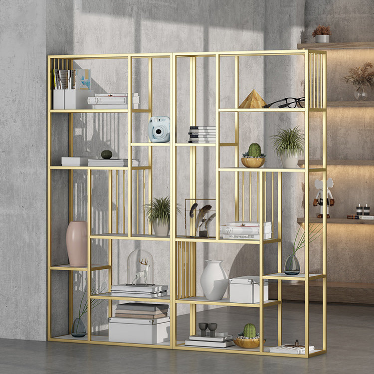 Antique Finish Shelf Bookcase Metal Etagere Bookshelf with Shelves