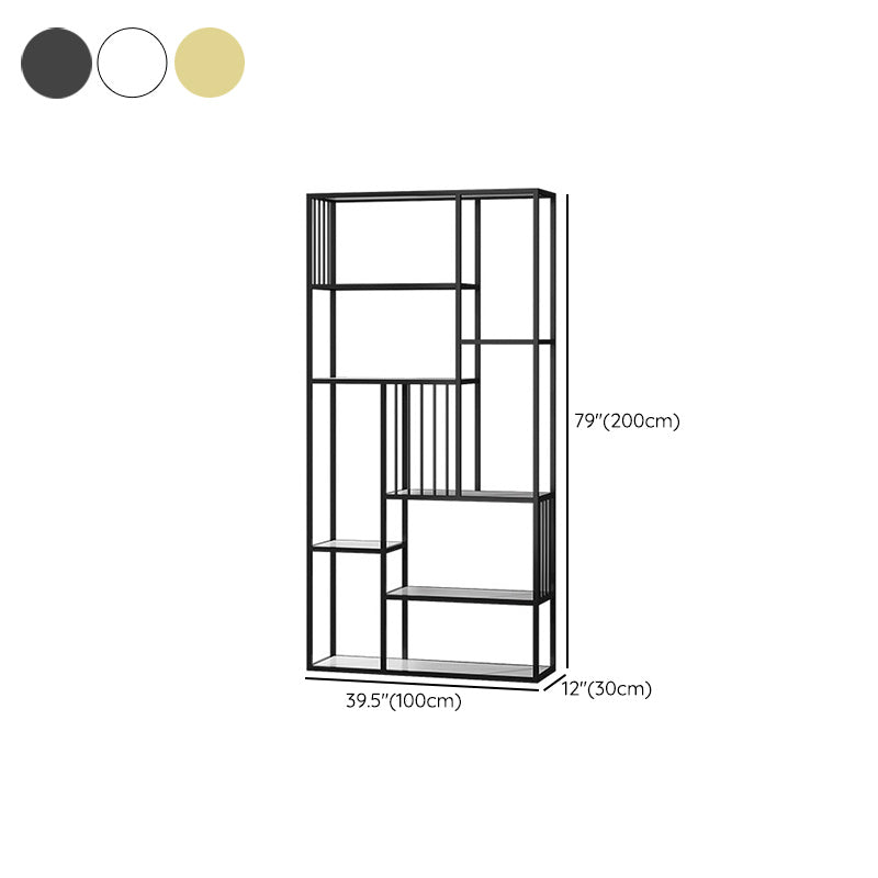 Antique Finish Shelf Bookcase Metal Etagere Bookshelf with Shelves
