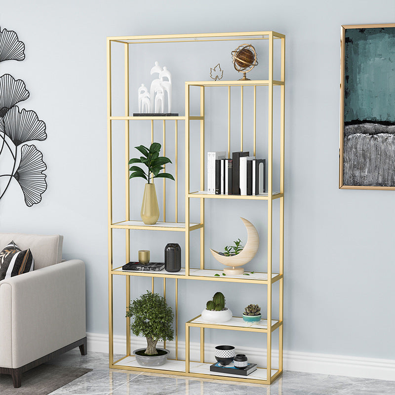 Glam Antique Finish Shelf Bookcase Metal Etagere Bookshelf with Shelves Gold Clearhalo 'Bookcases' 'furn' 'furn_bookcases' 'Furniture' 'Office Furniture' 6501122