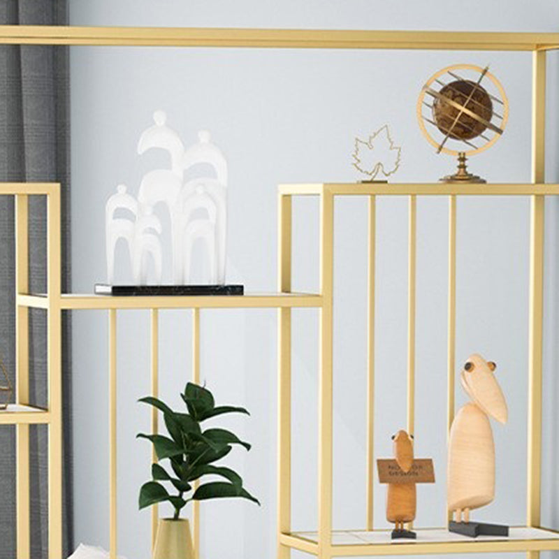 Glam Antique Finish Shelf Bookcase Metal Etagere Bookshelf with Shelves Clearhalo 'Bookcases' 'furn' 'furn_bookcases' 'Furniture' 'Office Furniture' 6501125