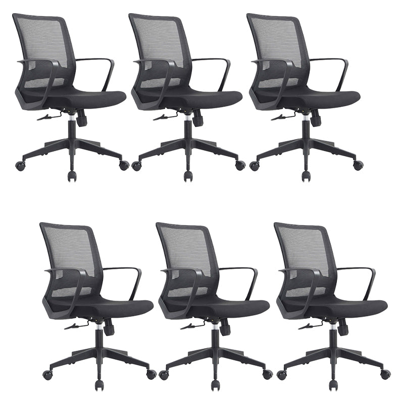 Modern Slide Office Chair Adjustable Seat Height Fixed Arms Desk Chair 6 Piece Set Clearhalo 'furn' 'furn_office_chair' 'Furniture' 'Office Chairs' 'Office Furniture' 'office_chair' 6501898