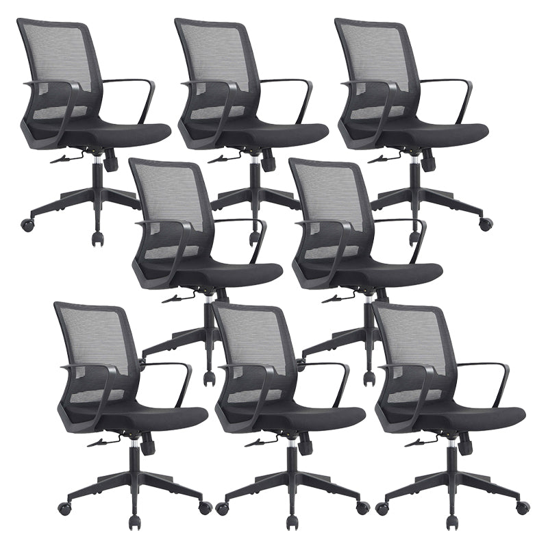 Modern Slide Office Chair Adjustable Seat Height Fixed Arms Desk Chair 8 Piece Set Clearhalo 'furn' 'furn_office_chair' 'Furniture' 'Office Chairs' 'Office Furniture' 'office_chair' 6501900