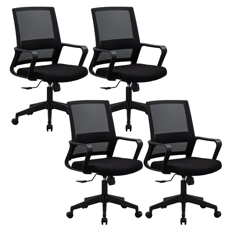 Modern Office Chair Black Adjustable Seat Height Fixed Arms Desk Chair 4 Piece Set With Wheels Clearhalo 'furn' 'furn_office_chair' 'Furniture' 'Office Chairs' 'Office Furniture' 'office_chair' 6501922