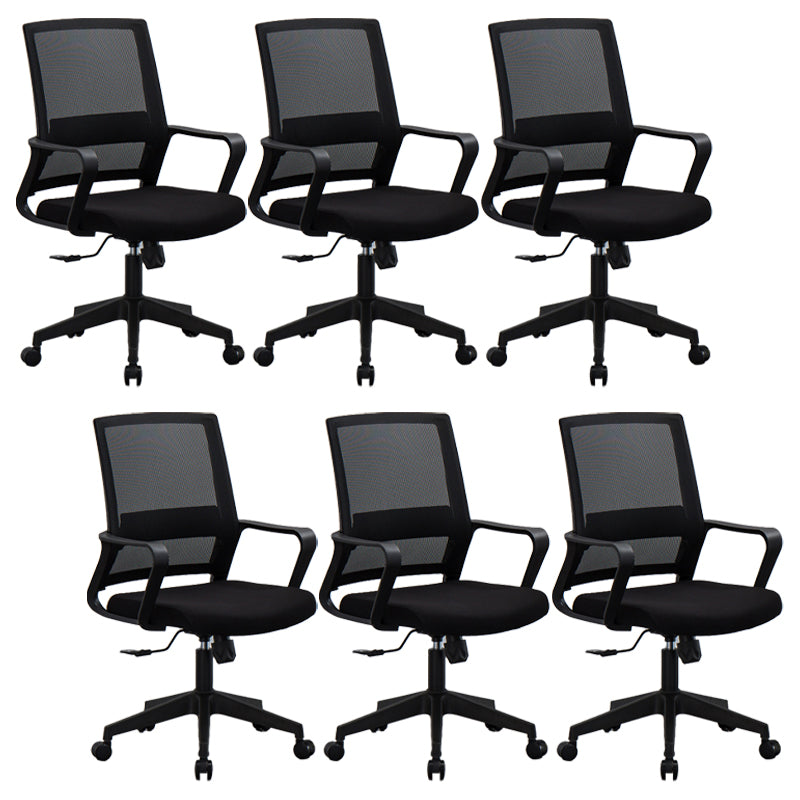 Modern Office Chair Black Adjustable Seat Height Fixed Arms Desk Chair 6 Piece Set With Wheels Clearhalo 'furn' 'furn_office_chair' 'Furniture' 'Office Chairs' 'Office Furniture' 'office_chair' 6501924