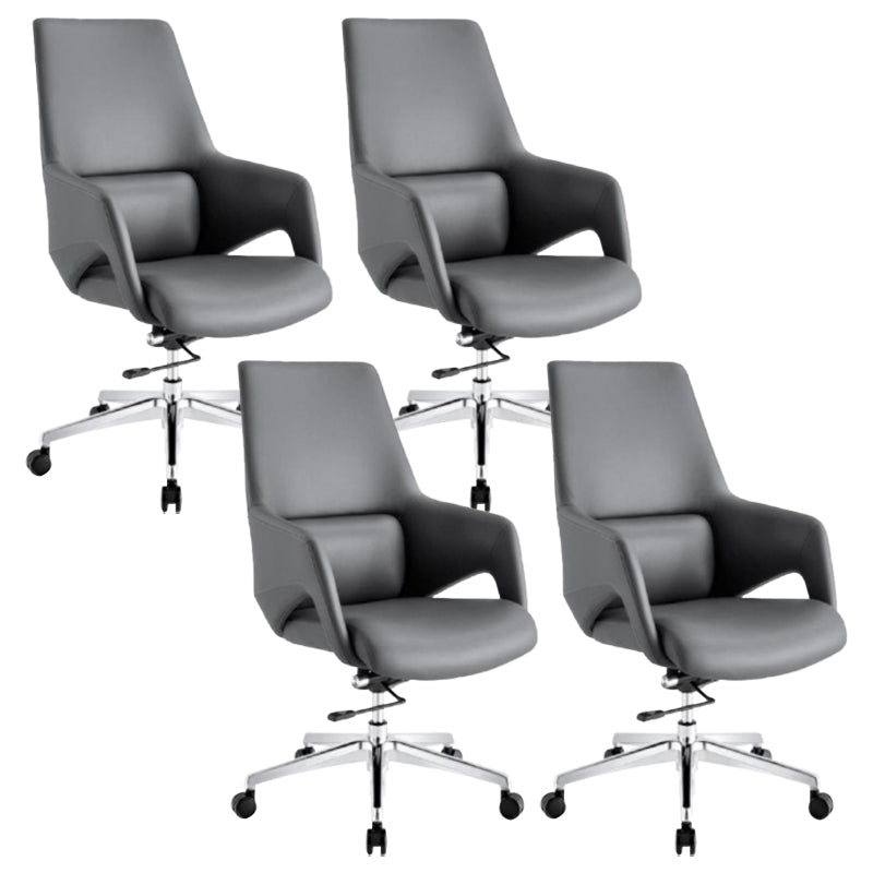 Modern Leather Managers Chair Ergonomic Executive Chair for Office Black 4 Piece Set Casters Included Clearhalo 'furn' 'furn_office_chair' 'Furniture' 'Office Chairs' 'Office Furniture' 'office_chair' 6501986