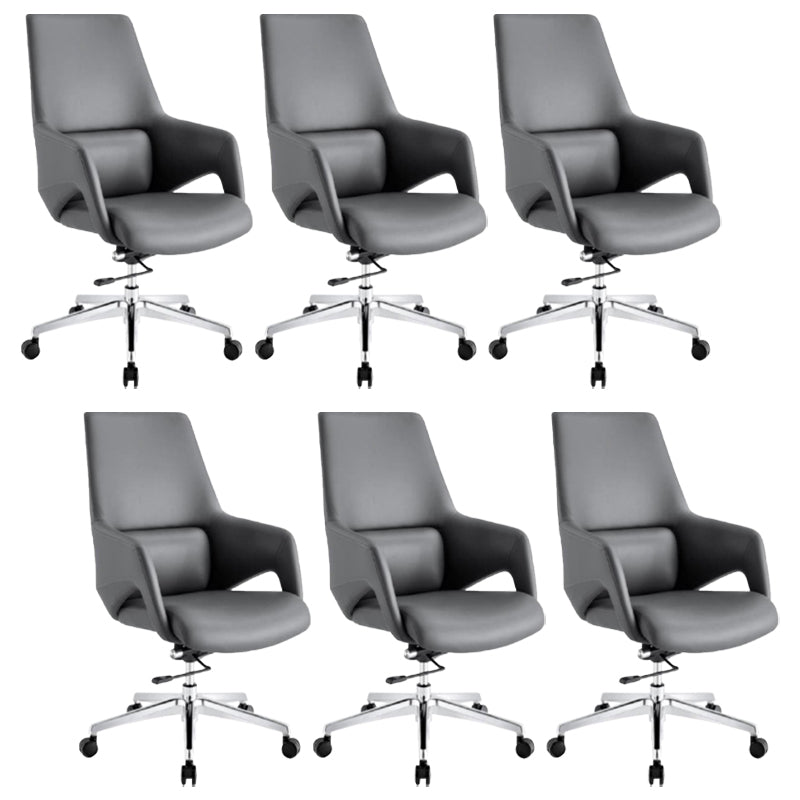 Modern Leather Managers Chair Ergonomic Executive Chair for Office Black 6 Piece Set Casters Included Clearhalo 'furn' 'furn_office_chair' 'Furniture' 'Office Chairs' 'Office Furniture' 'office_chair' 6501988