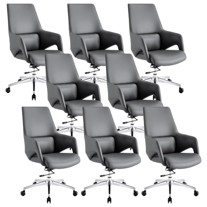 Modern Leather Managers Chair Ergonomic Executive Chair for Office Black 8 Piece Set Casters Included Clearhalo 'furn' 'furn_office_chair' 'Furniture' 'Office Chairs' 'Office Furniture' 'office_chair' 6501990