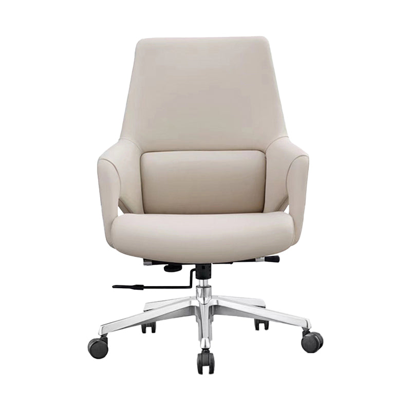 Modern Leather Managers Chair Ergonomic Executive Chair for Office White 1 Piece Casters Included Clearhalo 'furn' 'furn_office_chair' 'Furniture' 'Office Chairs' 'Office Furniture' 'office_chair' 6501992