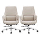 Modern Leather Managers Chair Ergonomic Executive Chair for Office White 2 Piece Set Casters Included Clearhalo 'furn' 'furn_office_chair' 'Furniture' 'Office Chairs' 'Office Furniture' 'office_chair' 6501995