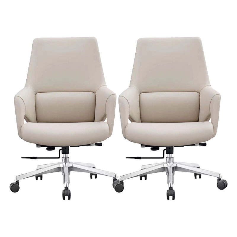 Modern Leather Managers Chair Ergonomic Executive Chair for Office White 2 Piece Set Casters Included Clearhalo 'furn' 'furn_office_chair' 'Furniture' 'Office Chairs' 'Office Furniture' 'office_chair' 6501995