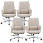 Modern Leather Managers Chair Ergonomic Executive Chair for Office White 4 Piece Set Casters Included Clearhalo 'furn' 'furn_office_chair' 'Furniture' 'Office Chairs' 'Office Furniture' 'office_chair' 6501997