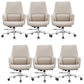 Modern Leather Managers Chair Ergonomic Executive Chair for Office White 6 Piece Set Casters Included Clearhalo 'furn' 'furn_office_chair' 'Furniture' 'Office Chairs' 'Office Furniture' 'office_chair' 6501998
