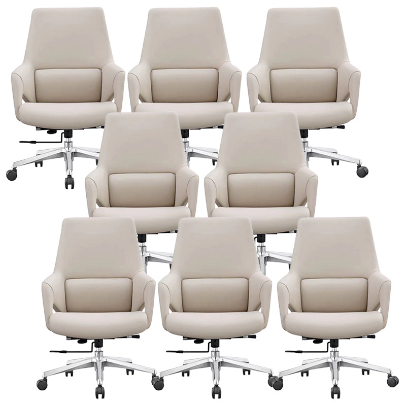 Modern Leather Managers Chair Ergonomic Executive Chair for Office White 8 Piece Set Casters Included Clearhalo 'furn' 'furn_office_chair' 'Furniture' 'Office Chairs' 'Office Furniture' 'office_chair' 6501999