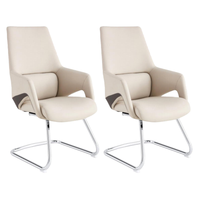 Modern Leather Managers Chair Ergonomic Executive Chair for Office White 2 Piece Set Casters Not Included Clearhalo 'furn' 'furn_office_chair' 'Furniture' 'Office Chairs' 'Office Furniture' 'office_chair' 6502001