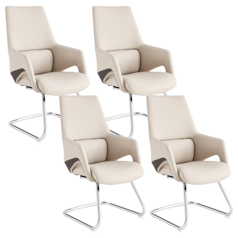 Modern Leather Managers Chair Ergonomic Executive Chair for Office White 4 Piece Set Casters Not Included Clearhalo 'furn' 'furn_office_chair' 'Furniture' 'Office Chairs' 'Office Furniture' 'office_chair' 6502002